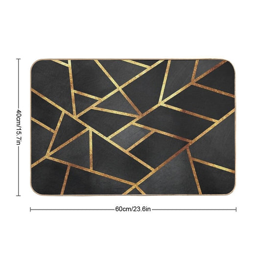 Black Gold Stone Bath Mat