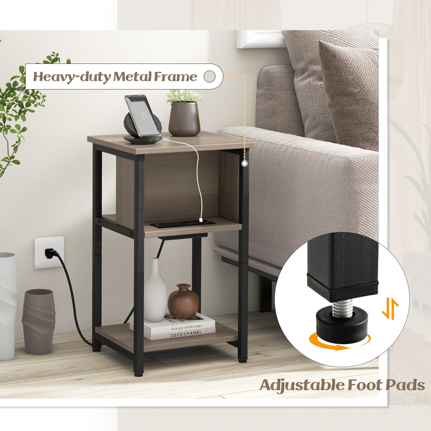 End Table with USB Ports/Power Outlets
