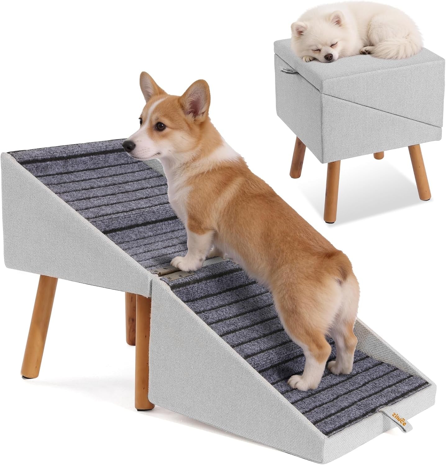 Dog Stairs for Couch 2 in 1 Foldable Pet Steps Non Slip