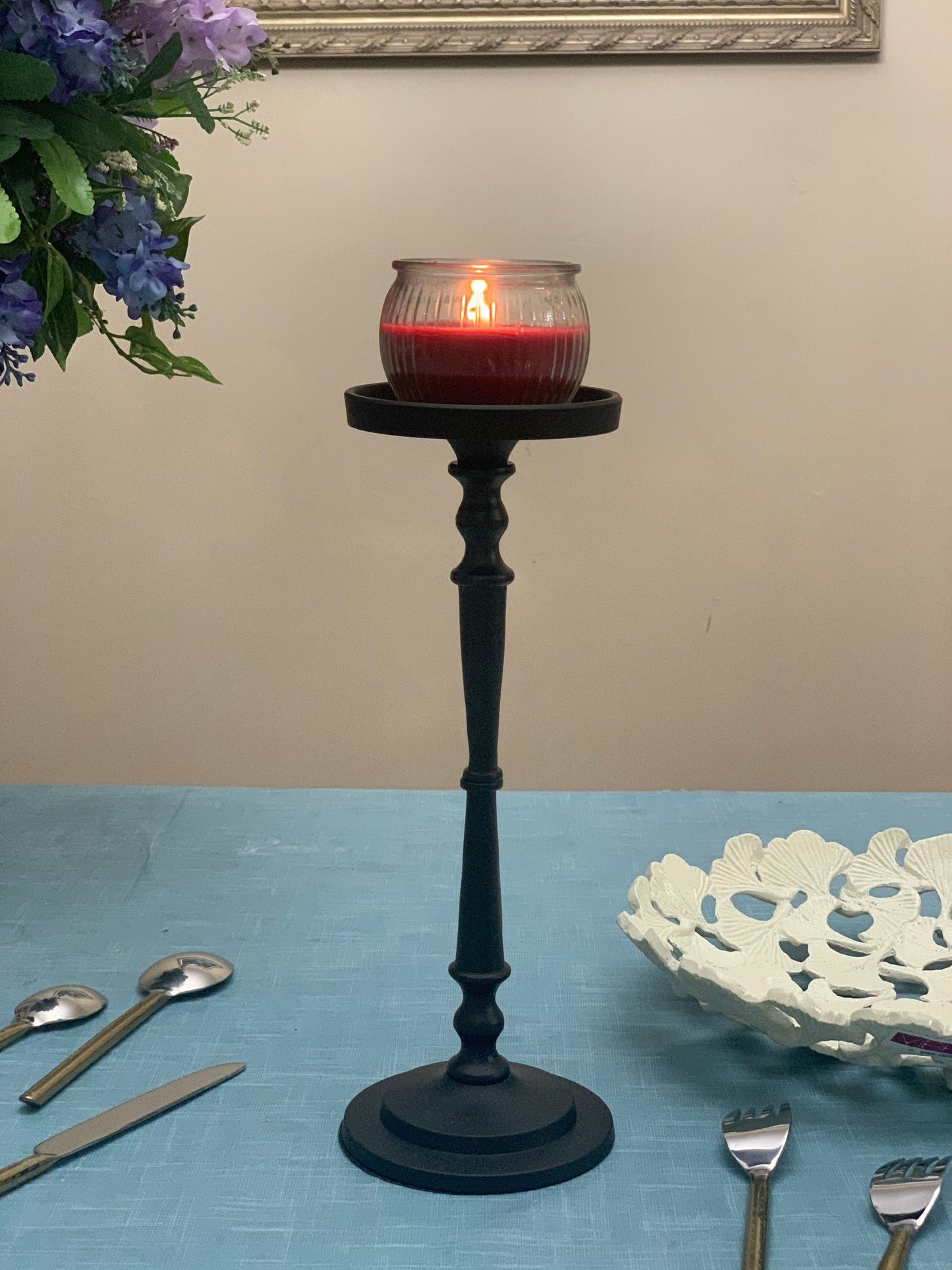 Pillar Candle Holder - Black, 11.5 x 4"