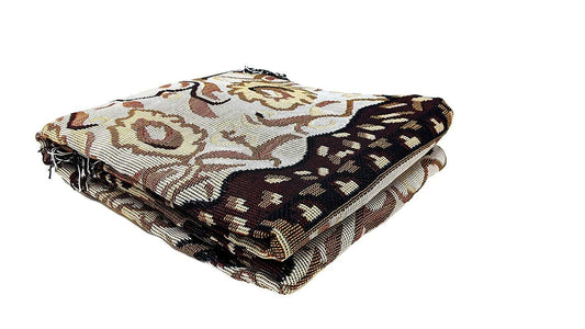 Tapestry Throw Blanket, Golden Persian Style Rug Ornate Floral - 50” x 60”