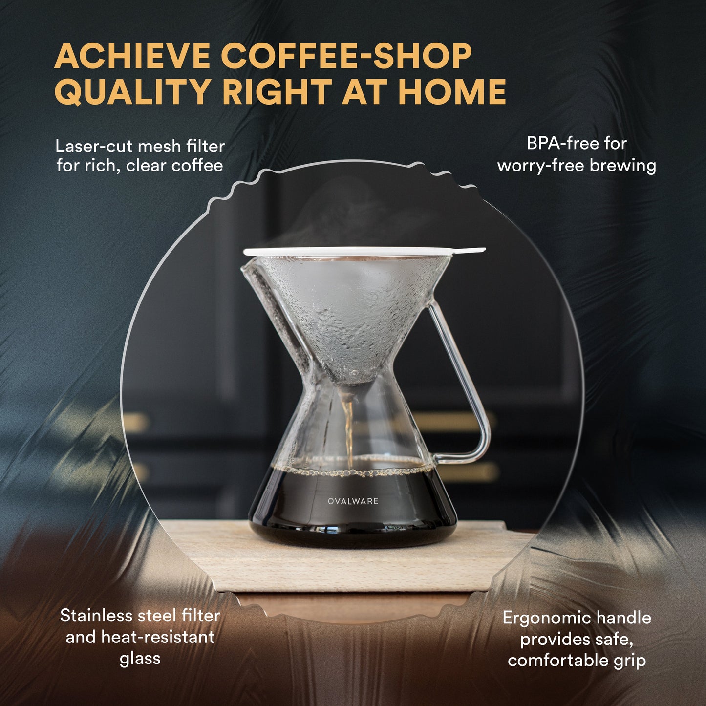 Pour Over Coffee Maker with Filter -17oz