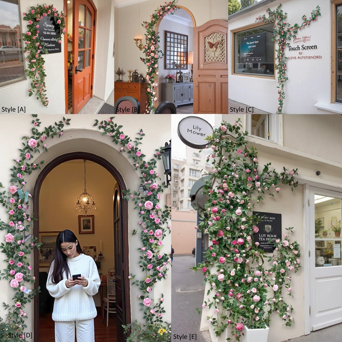 Pink Rose Flower Wall Climbing Flower Vines for Outdoor and Events