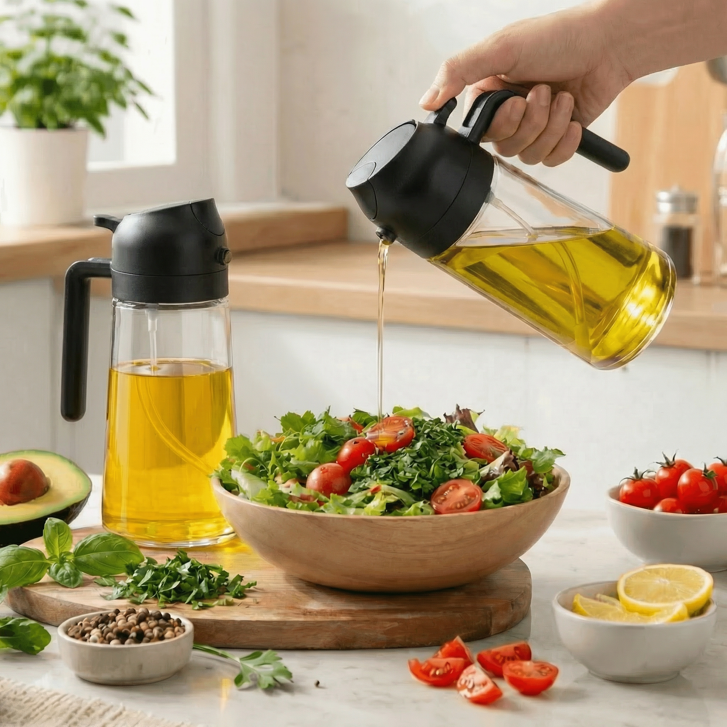 2-Pack Glass Olive Oil Sprayer & Dispenser