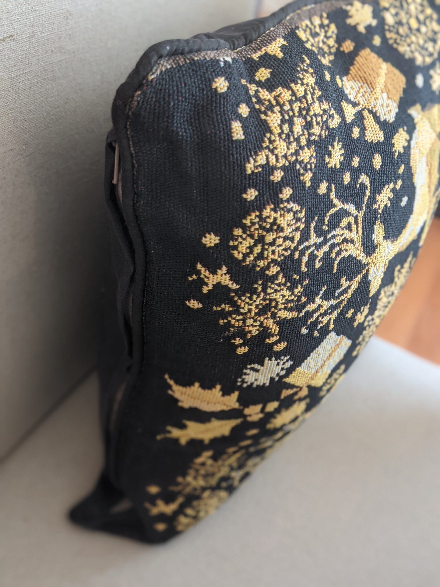 Golden Reindeer Woven Tapestry Throw Pillow Covers 16" x 16"