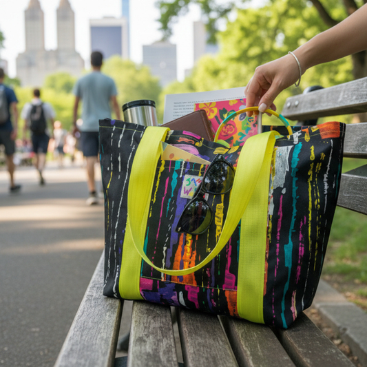 Lined Tote Bag - Colorful Paint