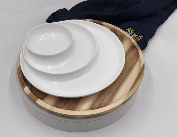 Bamboo And Porcelain 3 Section Divided Dish
