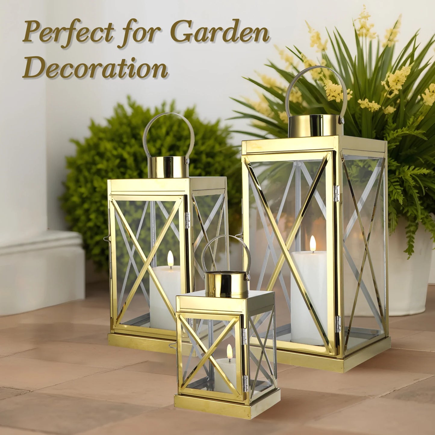 8/12/16 Inch Metal Lanterns Candle Holder