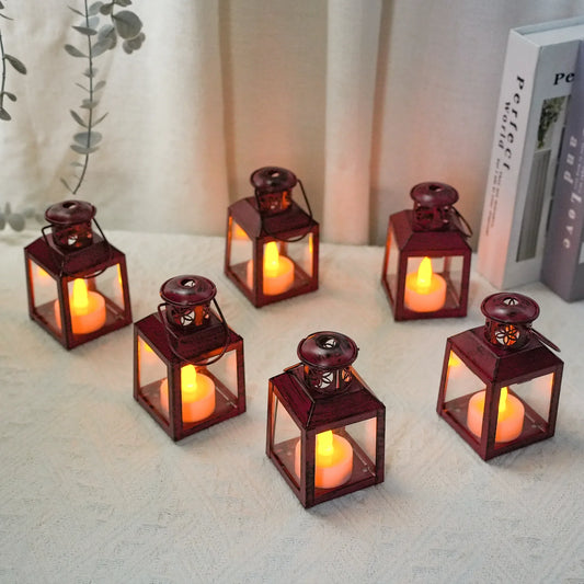 6 Pcs Small Metal Tealight Lanterns