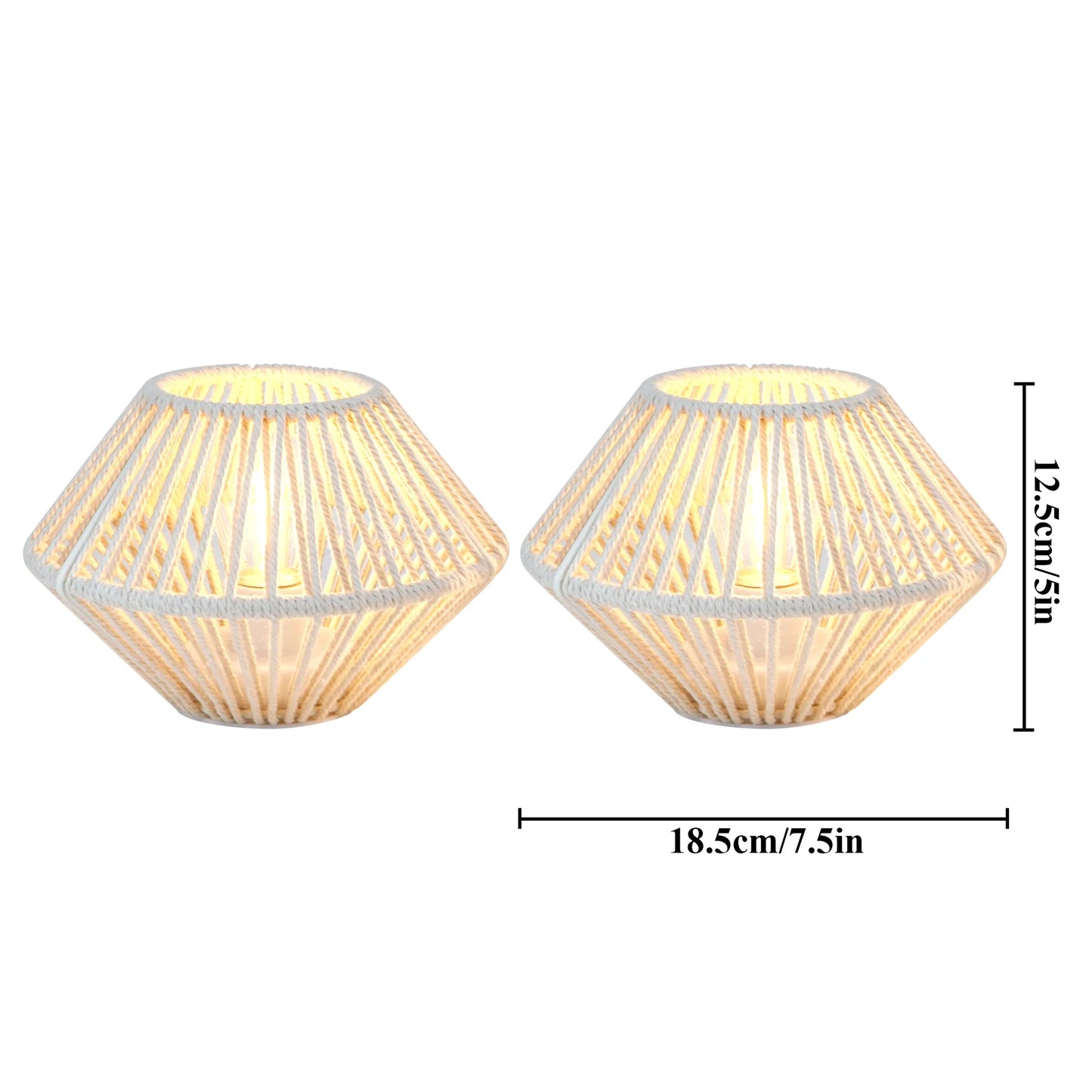 Set of 2 Woven Cotton Rope Table Lamps, Battery operated