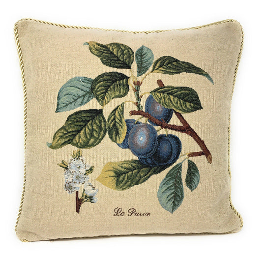 2-Pieces Sugar Plum Fruits Garden Tapestry Throw Pillow Covers w/ Inserts, 18" x 18"