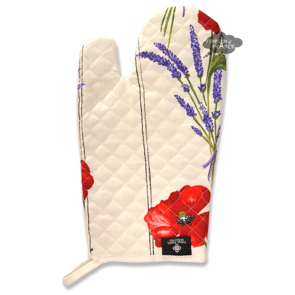French oven mitt - Cotton - Poppies ivory