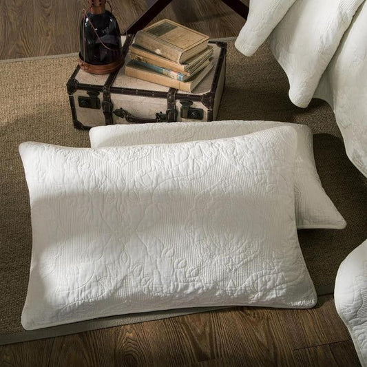 White Paisley Damask Matelassé Powder Snow Pillow Sham