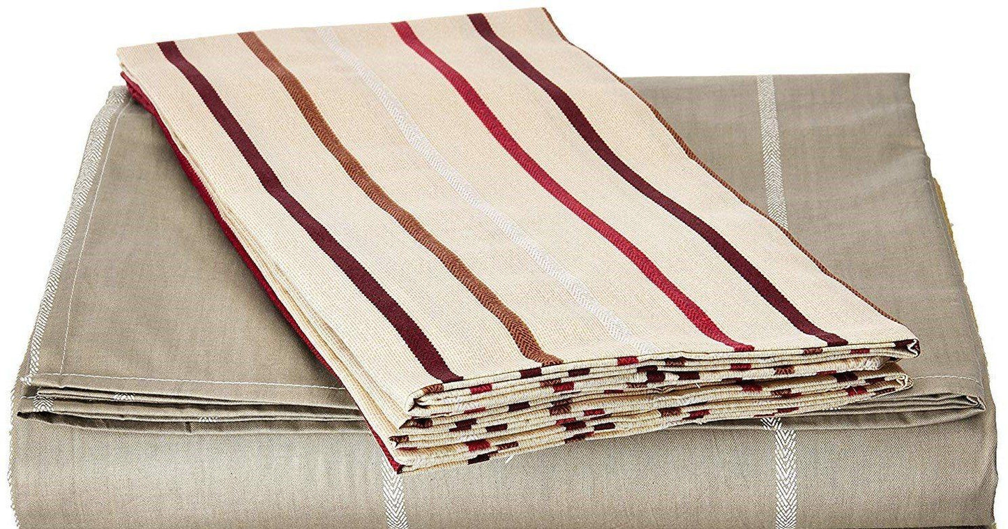 Soft Multi Striped Fitted Sheet & Pillow Cases Set