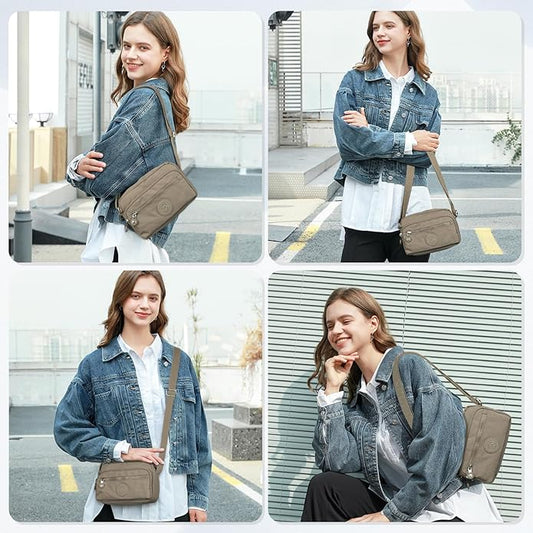 Nylon Large Multi-Pocket Shoulder Bag
