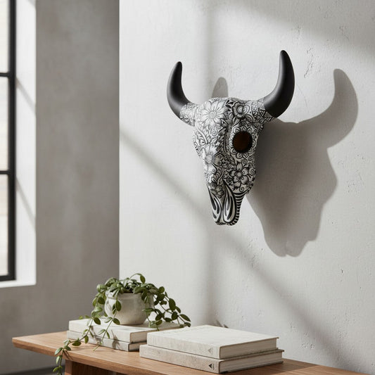 Alebrije Bull Skull Wall Decor | Colorful Longhorn Art