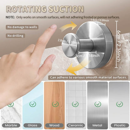 Suction Cup Hooks Brushed Stainless Steel
