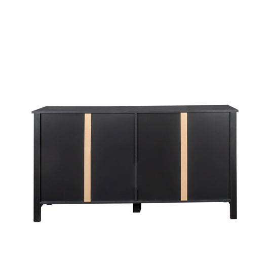Cabinet With 4 Doors and 4 Open Shelves Freestanding Sideboard
