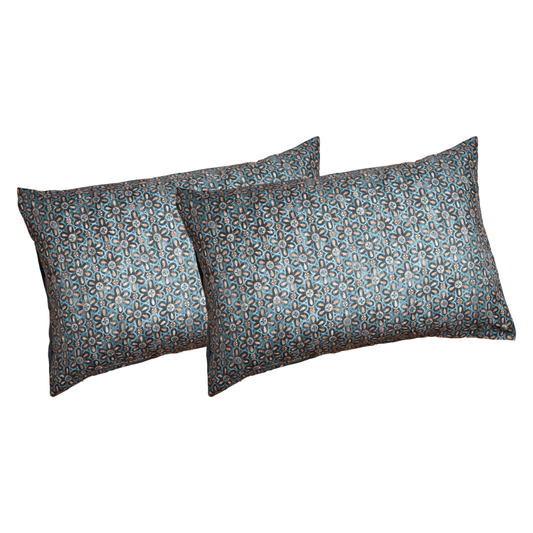Lattice Floral Watercolor Dark Teal Pillowcases