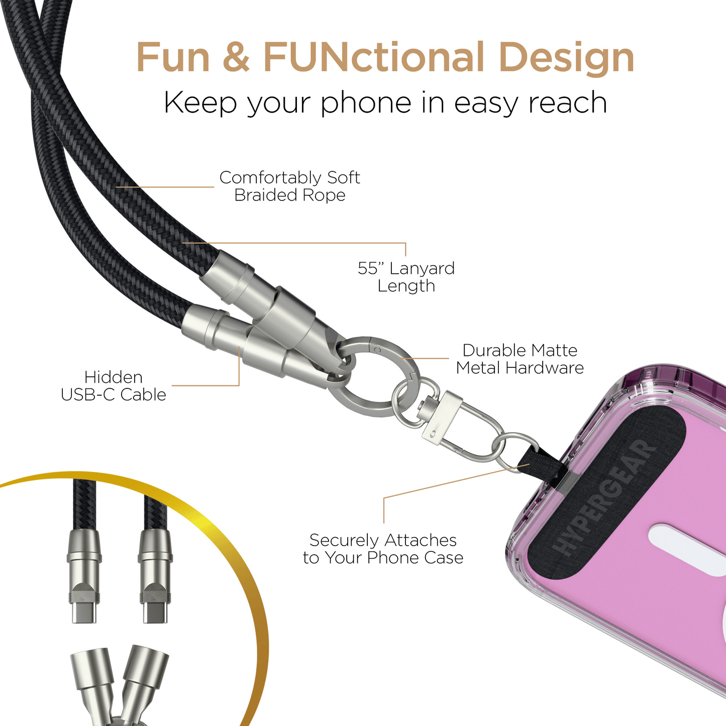 Universal Crossbody Phone Strap and Charging Cable