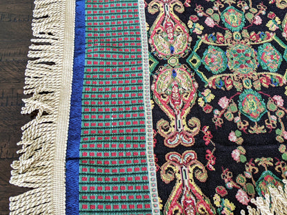 Black Ornate Paisley Woven Tapestry Tablecloth