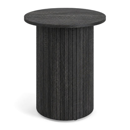 18" Round Fluted Side Table with Pedestal Drum Base