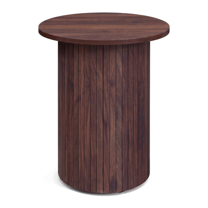 18" Round Fluted Side Table with Pedestal Drum Base