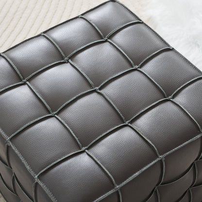 Leather Tufted Square Ottoman/Footstool