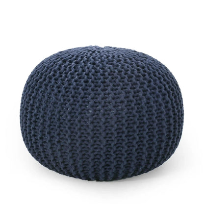 Bordeaux Knitted Cotton Round Pouf Ottoman Floor Cushion