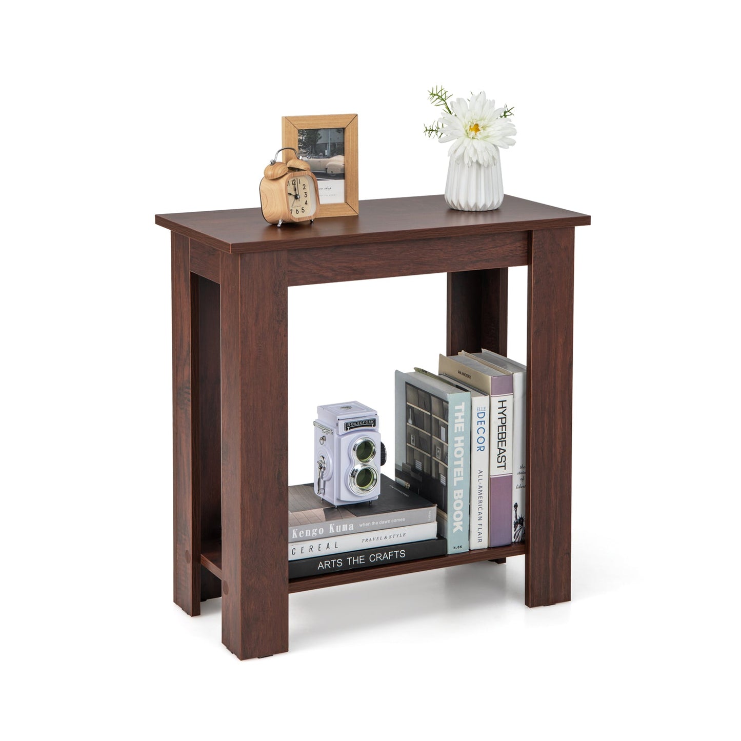 Compact End Table with Storage Shelf