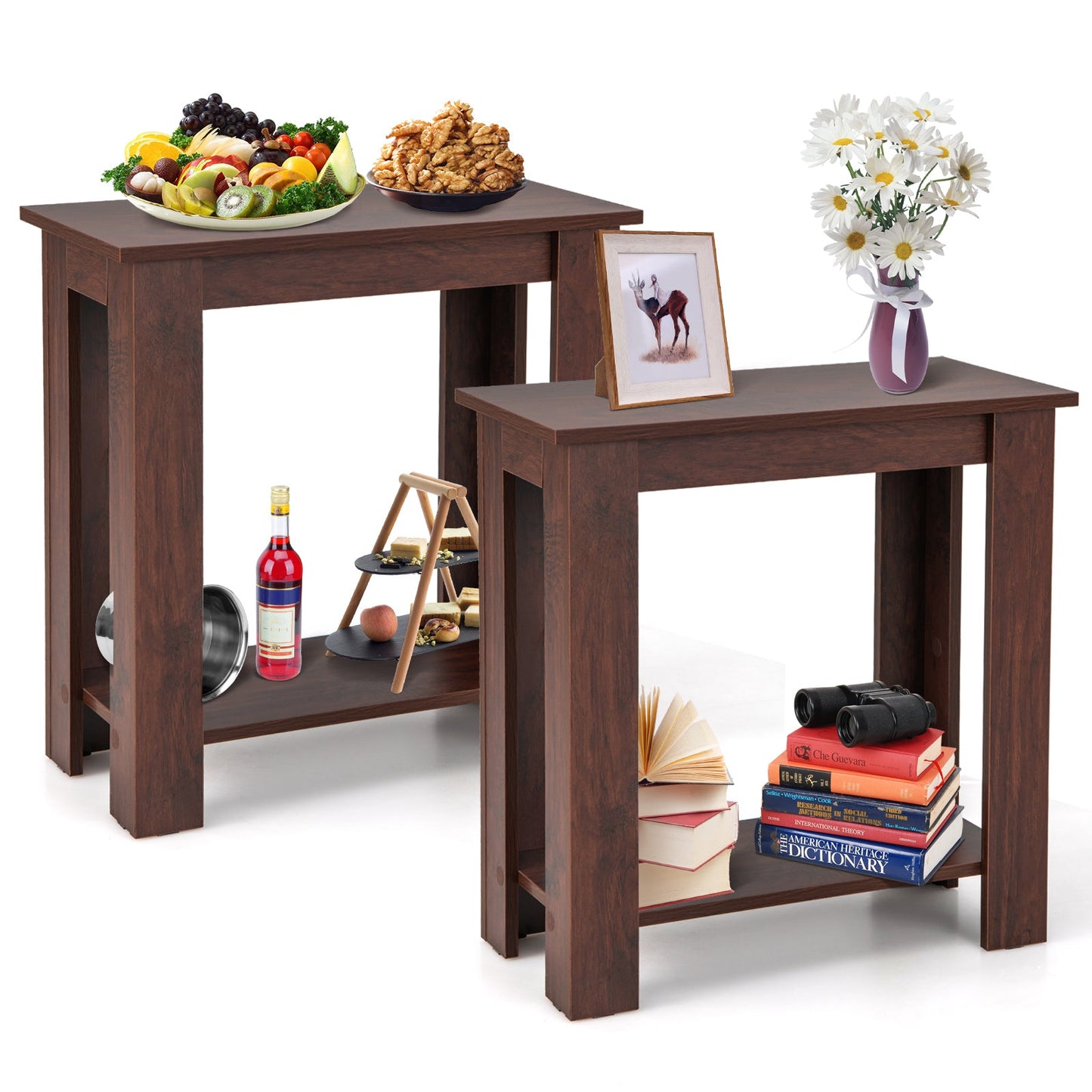 Compact End Table with Storage Shelf
