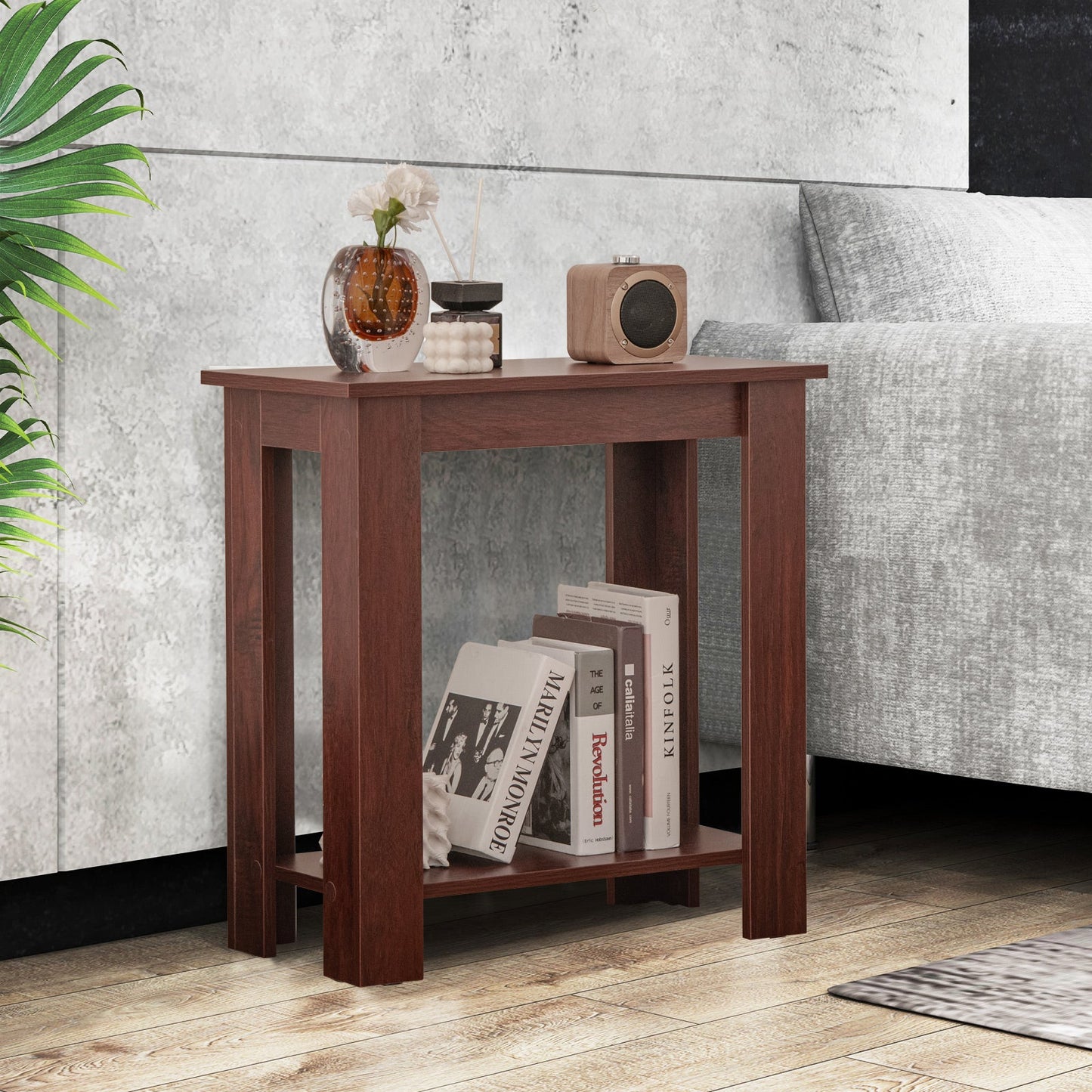 Compact End Table with Storage Shelf