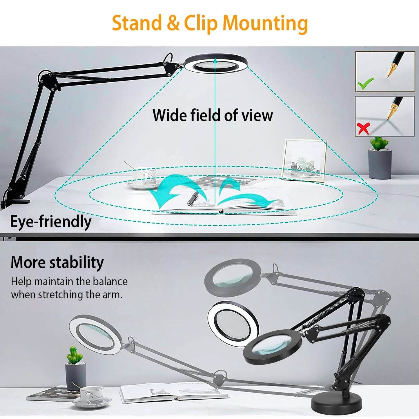 LED Magnifier Desk Lamp
