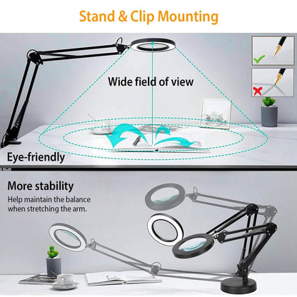 LED Magnifier Desk Lamp