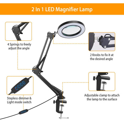 LED Magnifier Desk Lamp