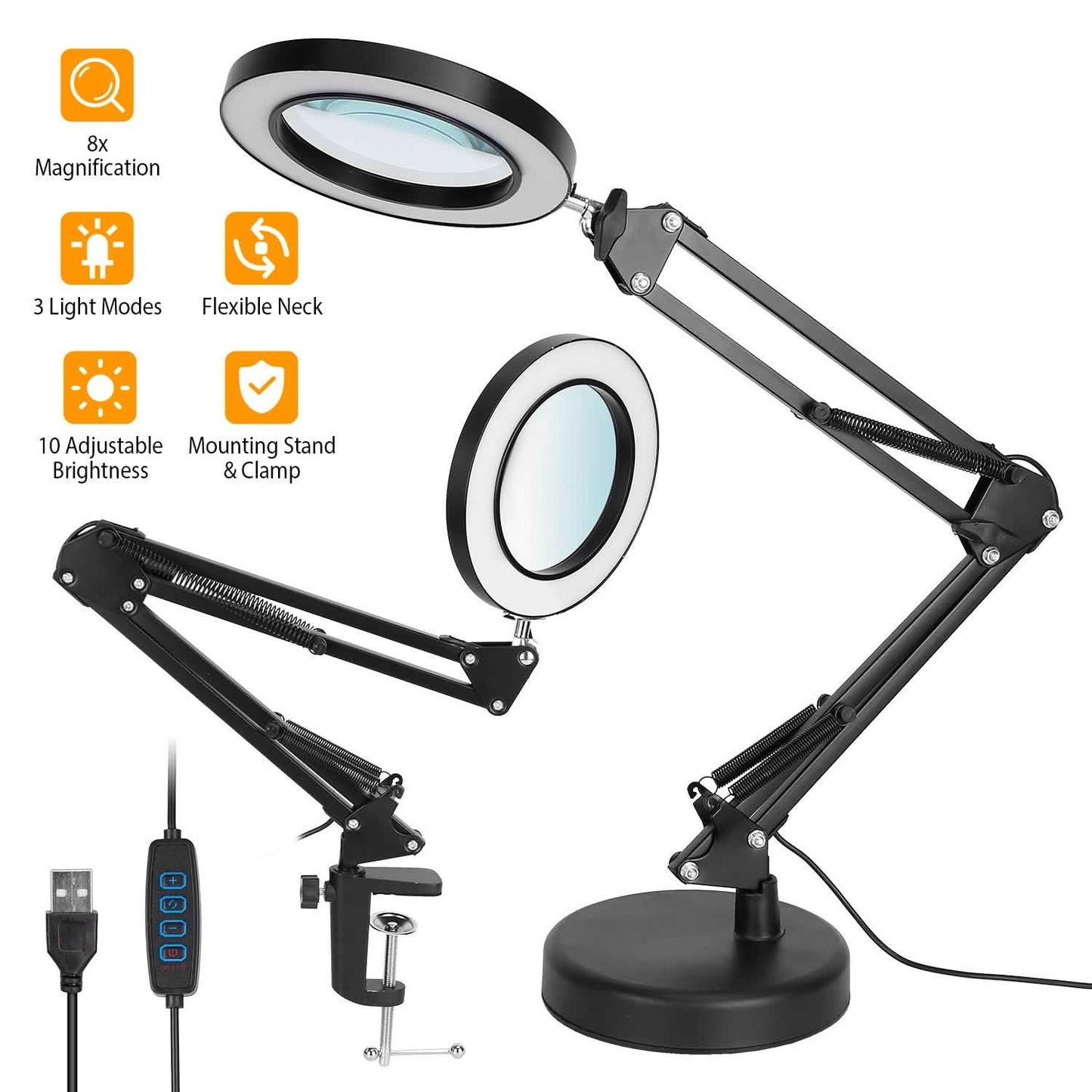 LED Magnifier Desk Lamp