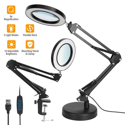 LED Magnifier Desk Lamp