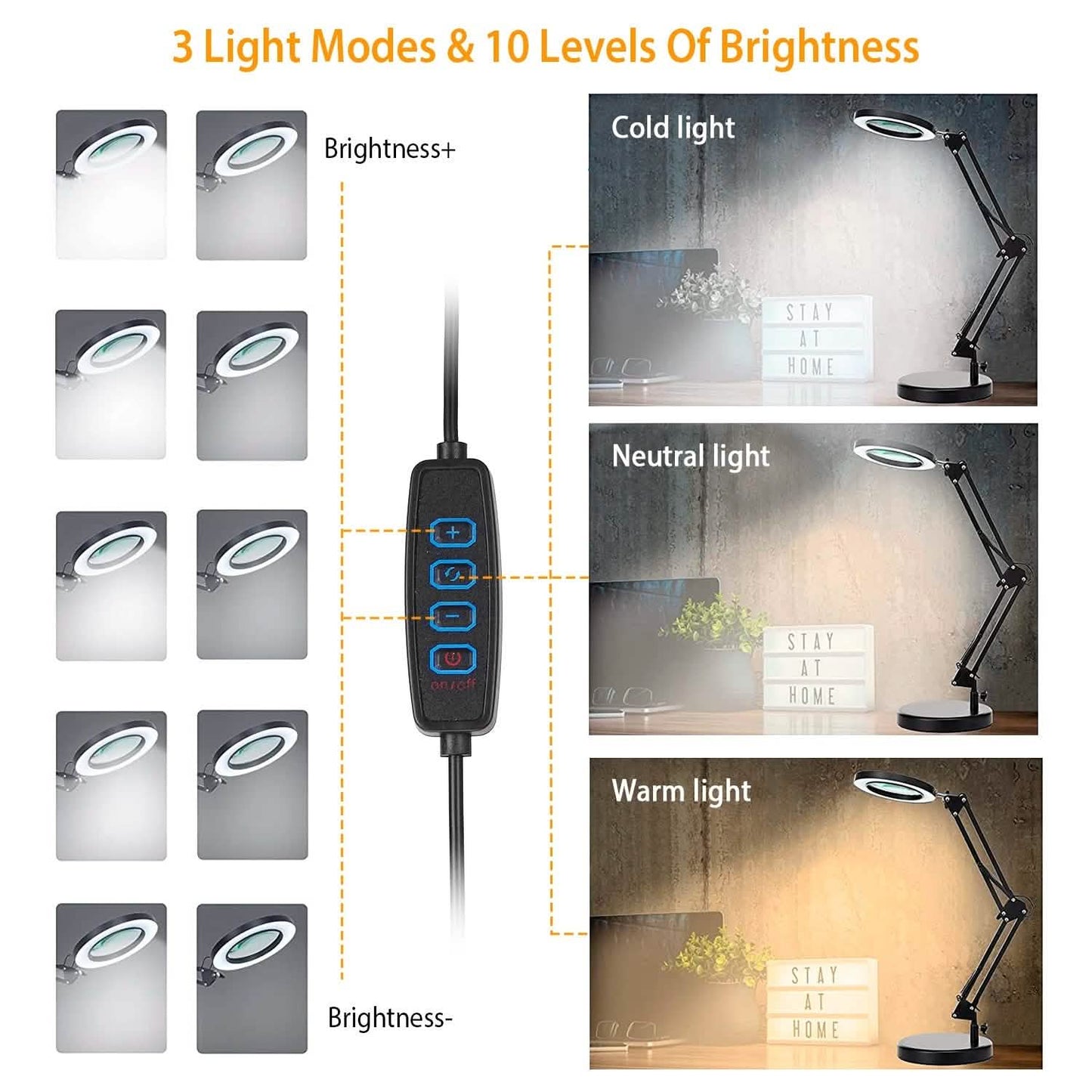 LED Magnifier Desk Lamp