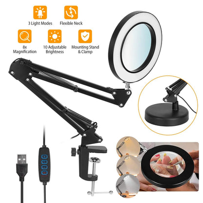 LED Magnifier Desk Lamp