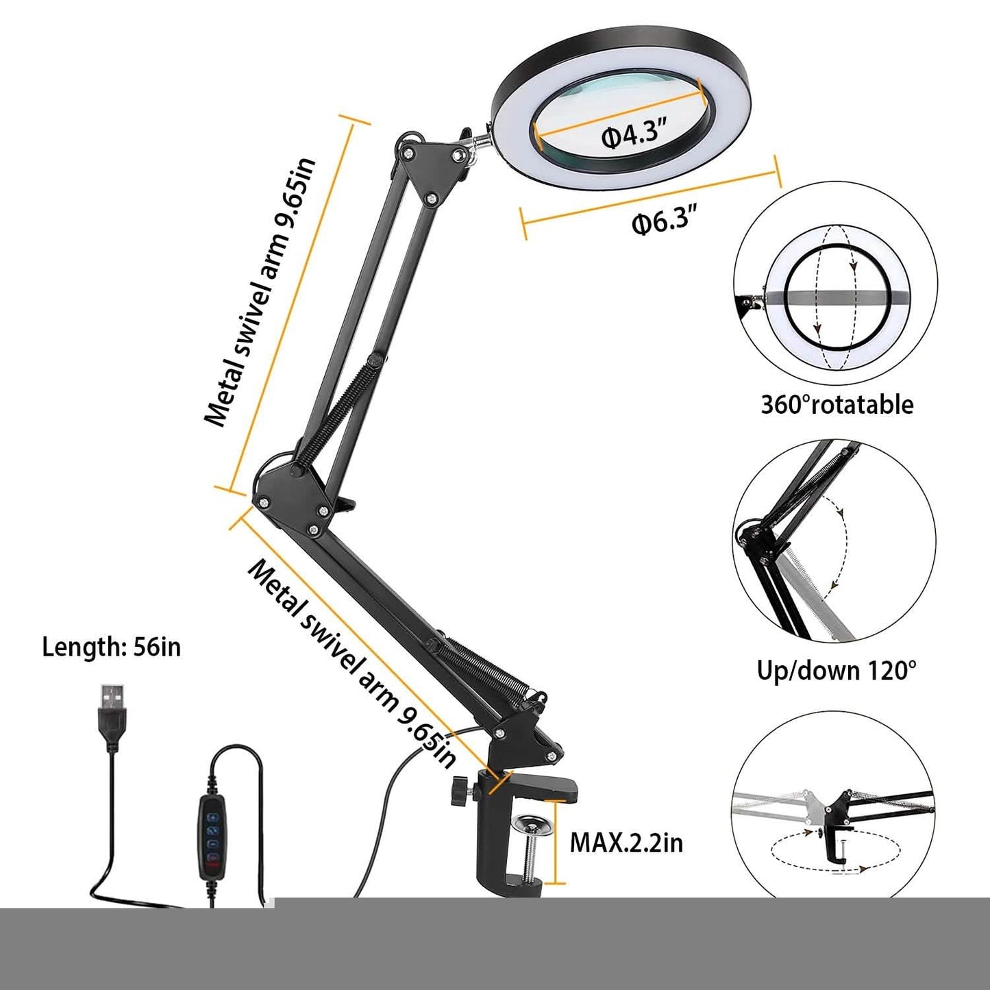 LED Magnifier Desk Lamp