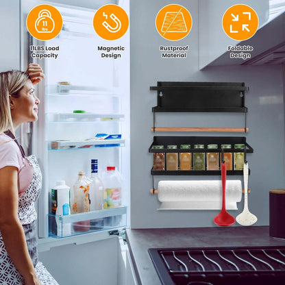 Magnetic Spice Rack/Paper Towel Holder for Refrigerator