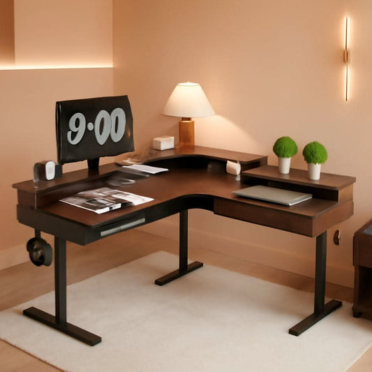 Electric Standing Desk, Dark Walnut