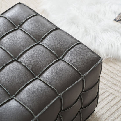 Leather Tufted Square Ottoman/Footstool