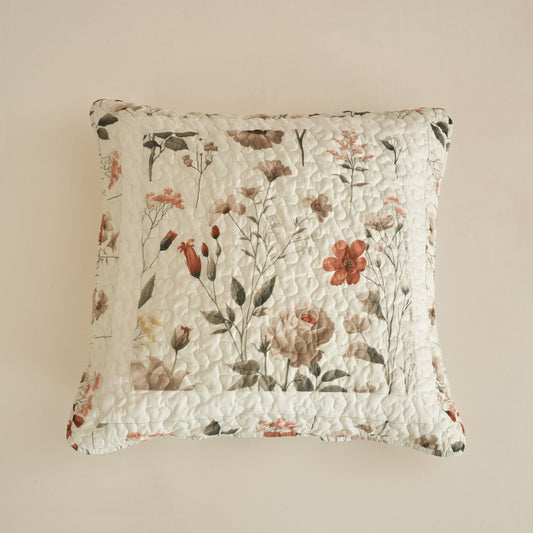 Zippered Floral Design Throw Pillow sham in Beige, 26x26 Inches (1 Piece)