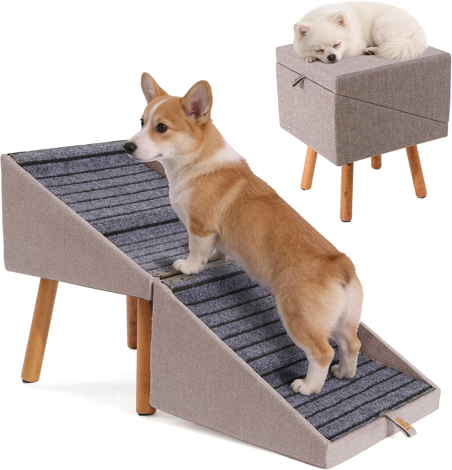 Dog Stairs for Couch 2 in 1 Foldable Pet Steps Non Slip