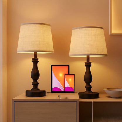 Set of 2 Lamps W/ USB Charging Ports