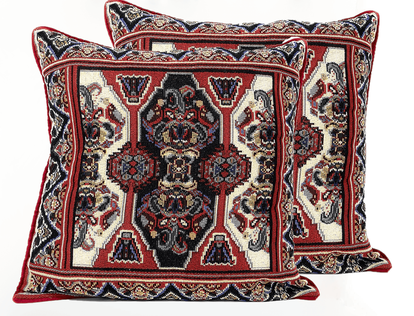 Kilim Red Rug Ornate Tapestry Throw Pillow Covers 16" x 16"
