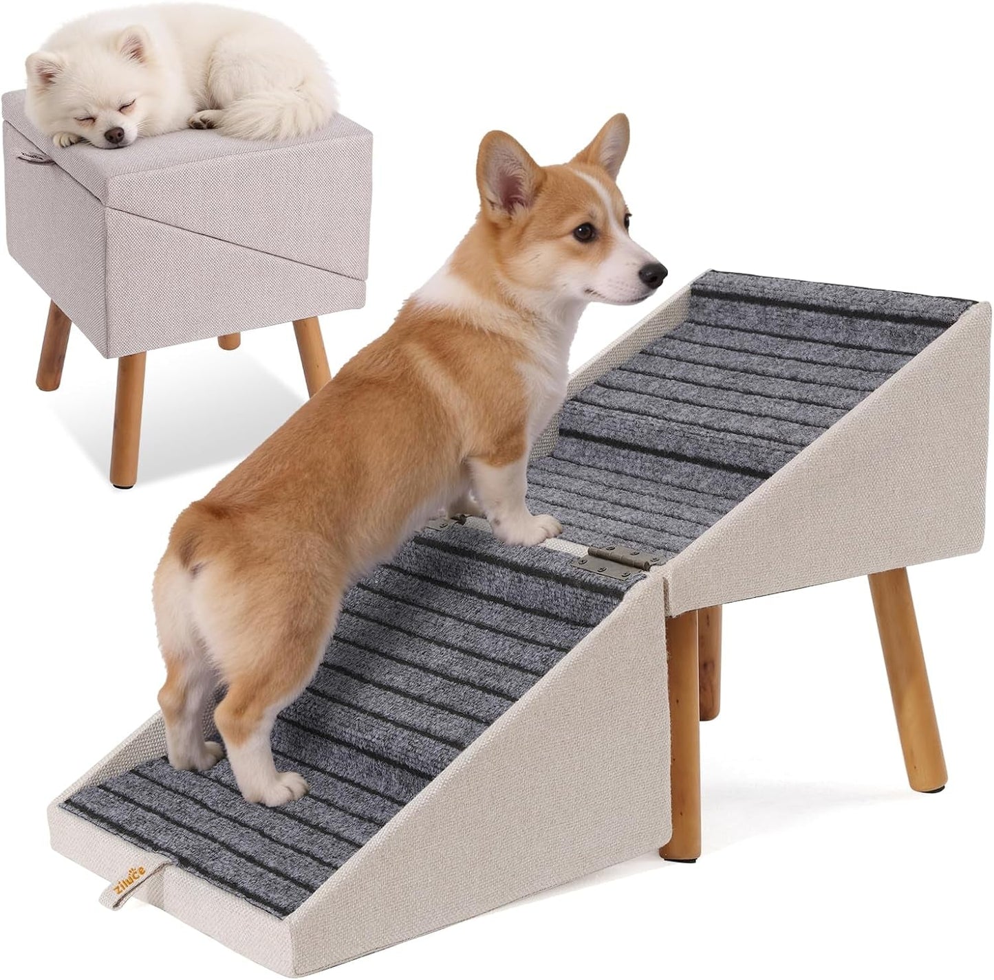 Dog Stairs for Couch 2 in 1 Foldable Pet Steps Non Slip