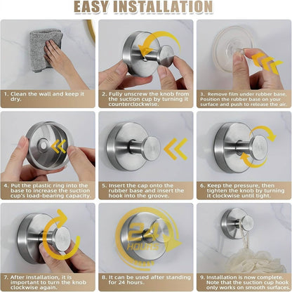 Suction Cup Hooks Brushed Stainless Steel