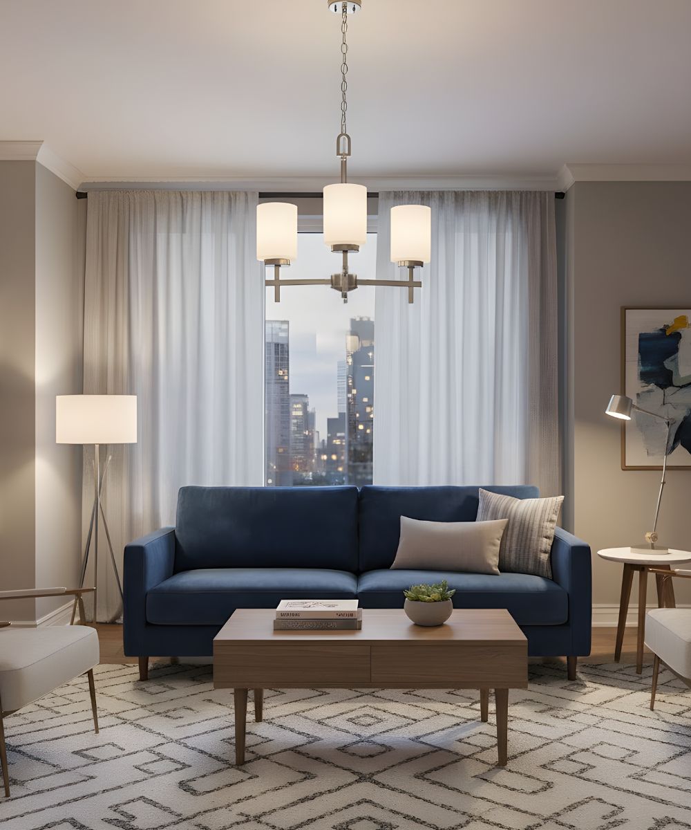 3-Light LED Chandelier Light Fixture Brushed Nickel Finish, Frosted Opal Glass Shades